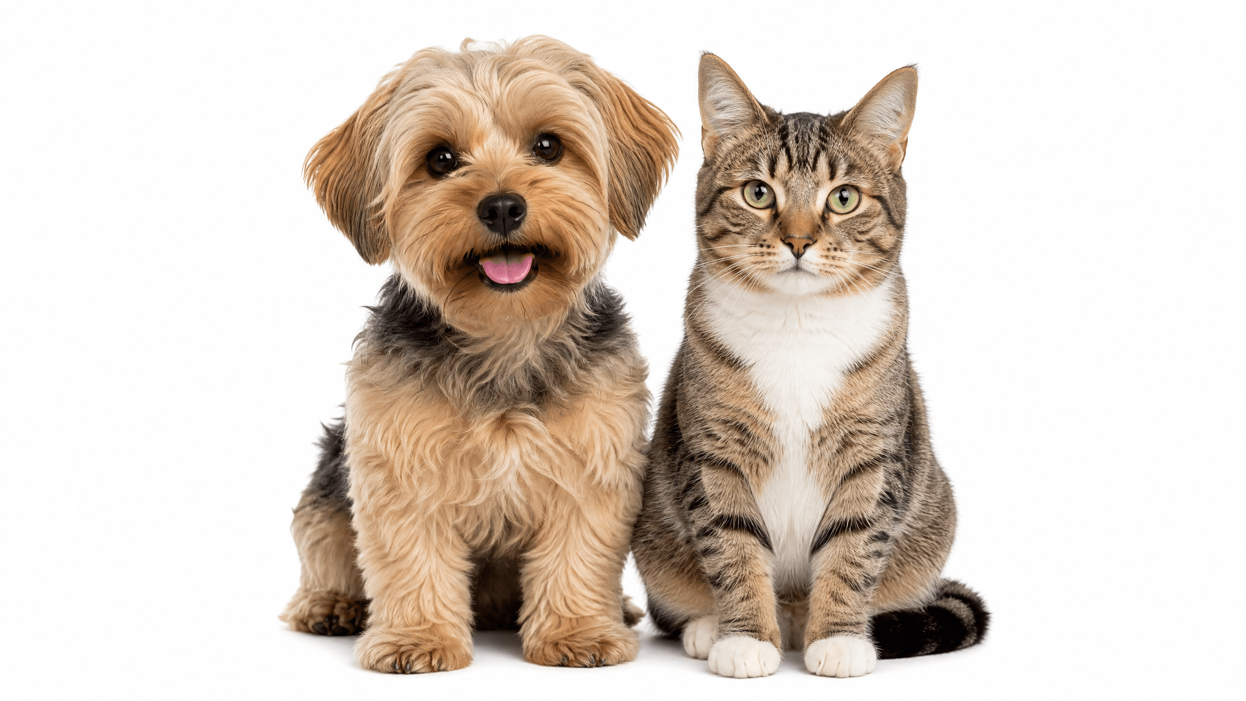 A kitten and a puppy