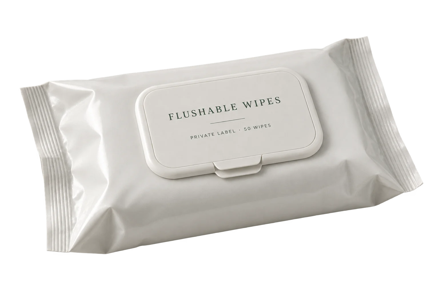 Neutral private-label flushable wet wipes package development concept
