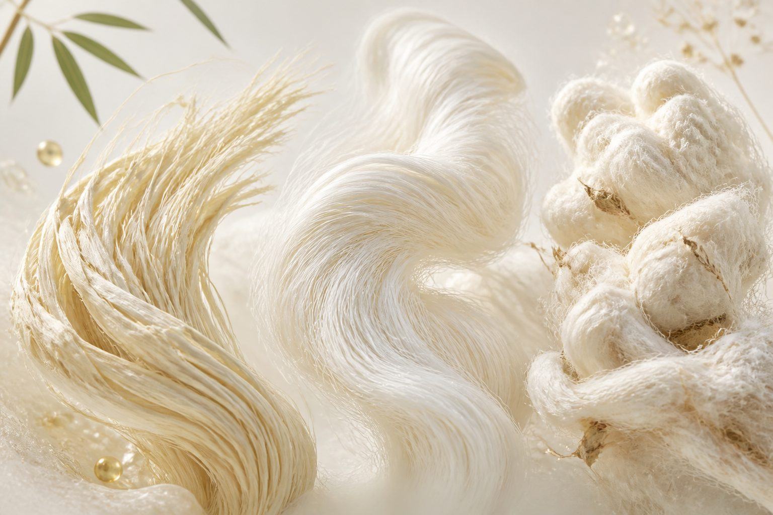 Viscose, bamboo and cotton nonwoven material structures